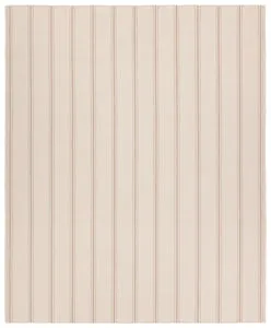 Handwoven cream and beige indoor/outdoor rug with varying thin and thick vertical stripes in a 2x3 feet size