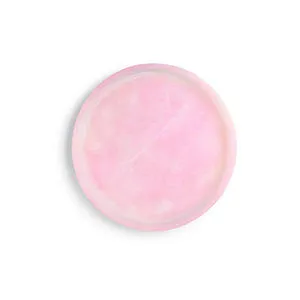 Round tray made of pink alabaster with natural white and darker pink veining, smooth polished surface