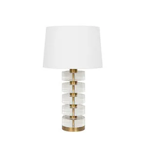 Product Image 1 for Cybill Acrylic And Brushed Brass Stack Lamp With White Linen Shade from Worlds Away