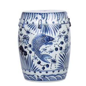 Product Image 1 for Blue & White Garden Fish Motif Stool from Legend of Asia