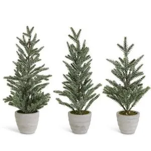 Product Image 1 for Maple Snowy Pine Trees in Cement Pots, Set of 3 from K&K Interiors