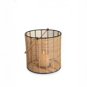 Product Image 1 for Natural Iron & Bamboo Round Lantern Dia 9.75" from BIDKHome
