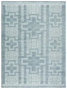 Product Image 4 for Cirus Hand-Knotted Geometric Blue/ Ivory Rug from Jaipur 