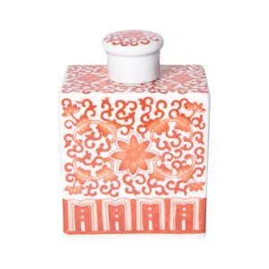 Product Image 1 for Coral Red Twisted Lotus Mini Square Jar from Legend of Asia