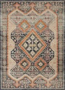 Vintage style Jocelyn Navy Multi rug with antique-inspired geometric motifs in navy, rust, and beige
