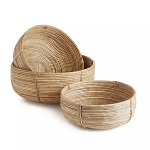 Product Image 2 for Cane Rattan Low Baskets, Set Of 3 from Napa Home And Garden