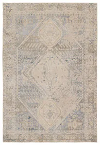 Product Image 1 for Rush Indoor / Outdoor Medallion Light Gray / Blue Rug 4' x 5'7" from Jaipur