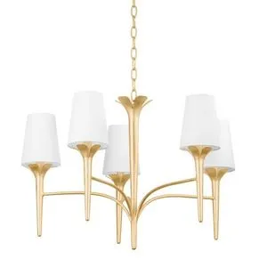 Product Image 1 for Emily 5-Light Modern Metal Gold Leaf Chandelier from Mitzi