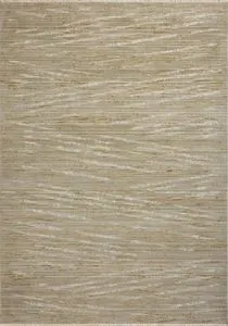 Wade Sage Gold Rug with abstract modern linear motifs in sage and gold earth tones, finished with fringed edges.