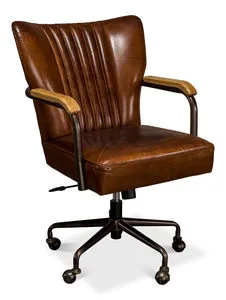 Product Image 3 for Parker Office Chair  Vintage Cigar Lthr from Sarreid Ltd.