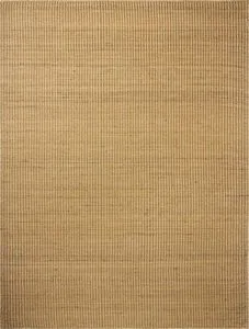 Loloi Elma Wheat Rug with vertical stripe pattern framed by whip-stitched edges in neutral wheat tone