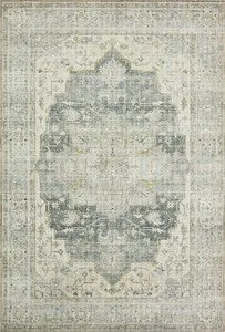 traditional Skye Charcoal / Dove rug with faded vintage floral pattern in muted charcoal, dove gray, and beige tones