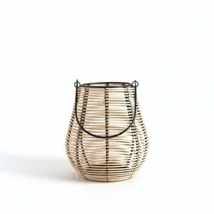 Product Image 1 for Natural Lantern Iron & Bamboo Dia 7" from BIDKHome