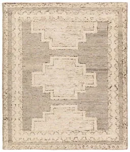 Product Image 1 for Achelous Hand Knotted Medallion Ivory/Gray Rug from Jaipur 