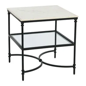 Product Image 1 for Evelyn End Table with Glass Storage Shelf from Creative Co-Op