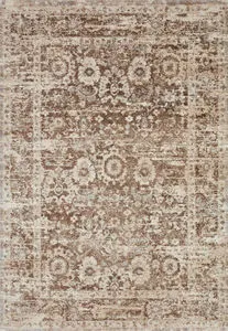 Full view of Theory Mocha Natural Rug with detailed transitional pattern in beige and mocha hues