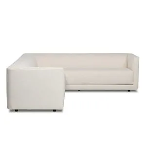 Phillip 2-Piece Sectional in off-white fabric with clean angular lines and fixed seat cushions with piping detail