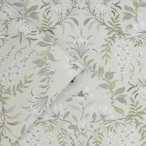 Product Image 1 for Laura Ashley Parterre Sage Floral Wallpaper from Graham & Brown