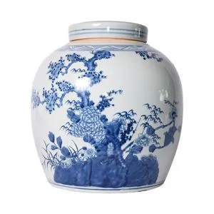 Product Image 1 for Blue & White Four Season Plants Ming Melon Jar from Legend of Asia