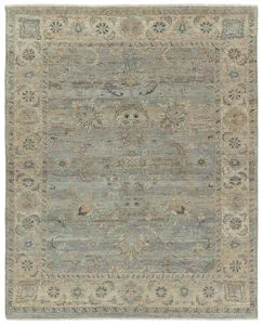Product Image 1 for Designer Edit Titania Hand-Knotted Medallion Tan / Blue Rug 8' x 11' from Jaipur 