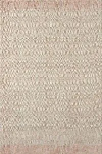 Kenzie Ivory / Blush Rug with tonal and contrasting blush geometric patterns hand-woven in India