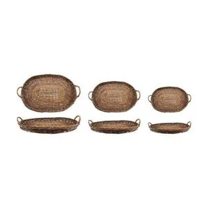 Product Image 1 for Decorative Hand-woven Wicker Nesting Trays With Handles, Natural, Set Of 3 from Creative Co-Op