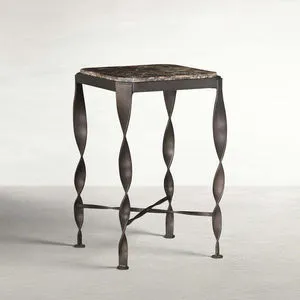 Product Image 1 for Armand Metal Travertine Side Table from Gabby