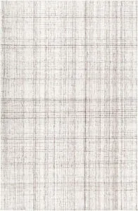 Sammy Ivory/Charcoal Handmade Rug with geometric crisscross pattern in neutral tones, flat woven recycled PET yarn