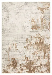 Resa Abstract Gray Gold Rug with soft abstract pattern in neutral grays and warm gold tones, carved effect with subtle sheen