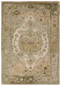 Product Image 1 for Raisa Handmade Medallion Green / Taupe Rug from Jaipur 