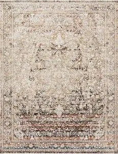 Theia Taupe / Brick Rug with muted taupe base and brick red accents in an intricate traditional pattern with subtle pile h...