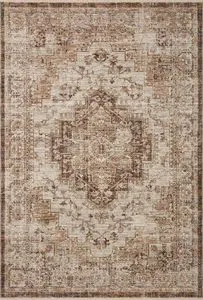 Traditional Sorrento Mocha / Multi Rug with intricate faded pattern in warm taupe and cream tones