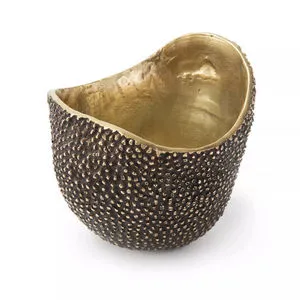 Jack Bowl 1 with textured dark bronze exterior and smooth golden interior, teardrop shape