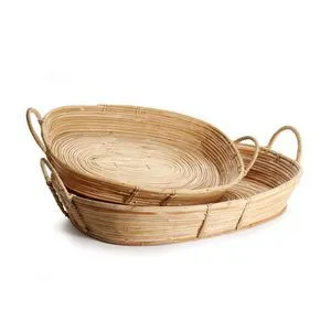 Product Image 2 for Cane Rattan Trays With Handles, Set Of 2 from Napa Home And Garden