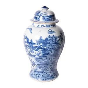 Product Image 2 for Blue & White Porcelain Temple Jar Landscape Motif from Legend of Asia