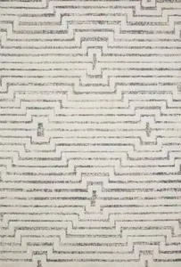 Hagen White / Sky Rug with tone-on-tone light beige and gray geometric patterns, soft polypropylene pile