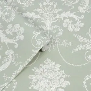 Product Image 1 for Laura Ashley Josette Sage Green Wallpaper from Graham & Brown
