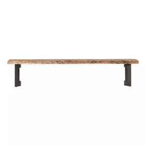 Extra small Bent Bench with solid acacia live edge wood top and black steel legs