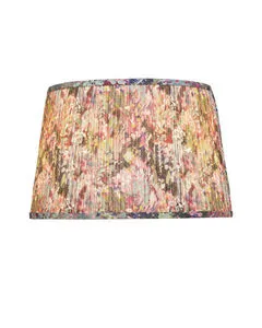 Medium tapered lamp shade with pleated fabric featuring magenta and yellow wildflowers