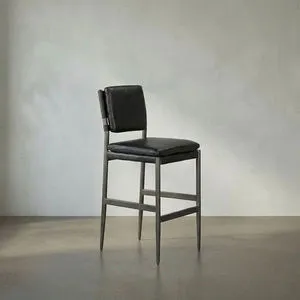Product Image 1 for Wooster Ebony Black Leather Stool from Noir