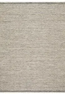 Omen Grey Rug in a subtle grey with hand-woven chevron waves made of jute, wool, and cotton with fringed edges