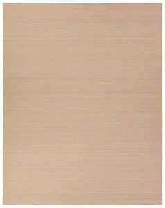 Solid tan handwoven indoor/outdoor rug with a subtly striped organic textured weave