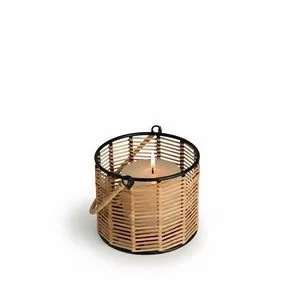 Product Image 1 for Natural Iron & Bamboo Round Lantern Dia 6.25" from BIDKHome