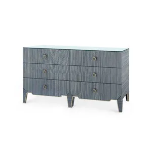 Product Image 1 for Madeline Extra Large 6-Drawer with Glass Top Colonial Blue Shimmer from Villa & House