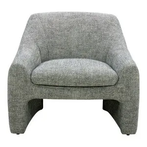 Contemporary Kenzie Accent Chair in textured grey woven upholstery with padded form and fully upholstered legs
