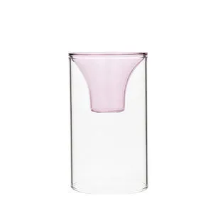 Product Image 1 for Glass Clear & Pink Candle Holder from BIDKHome
