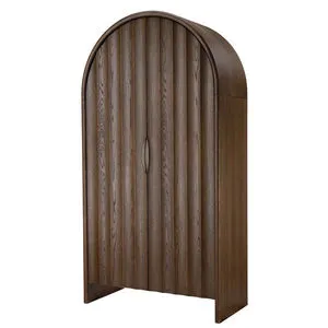 Product Image 1 for Finley Fluted Arched Brown Sugar Oak Cabinet from Jamie Young