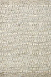Kenzie Ivory/Sand Rug with tonal geometric diamond pattern in hand-woven natural and ivory hues