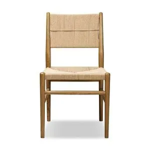 Dara Dining Chair with toasted ash wood frame and natural paper cord seat and back featuring a double twist weave pattern
