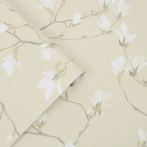 Product Image 1 for Laura Ashley Magnolia Grove Natural Floral Wallpaper from Graham & Brown